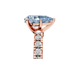 Rose gold Fancy Blue Pear  Solitaire Diamond with Pavé Band and Four-Prong Setting_85