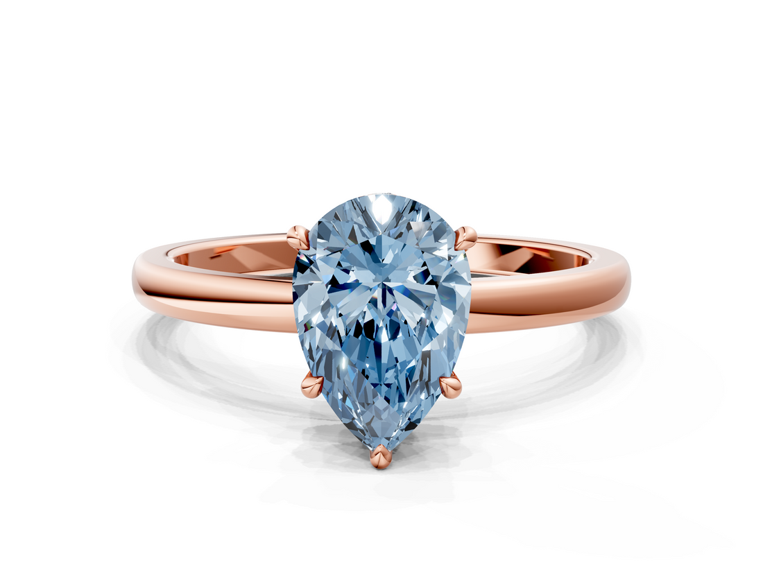 Rose gold Fancy Blue Pear  Solitaire Engagement Ring with Cathedral Band and Four-Prong Setting_21