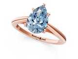 Rose gold Fancy Blue Pear  Solitaire Engagement Ring with Four-Prong Setting and Classic Band 1