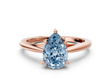 Rose gold Fancy Blue Pear  Solitaire Engagement Ring with Four-Prong Setting and Classic Band