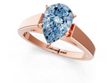 Rose gold Fancy Blue Pear  Solitaire Engagement Ring with Four-Prong Setting and Tapered Band_4
