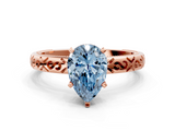 Rose gold Fancy Blue Pear  Solitaire Engagement Ring with Scrollwork Band and Four-Prong Setting_136
