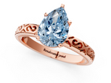 Rose gold Fancy Blue Pear  Solitaire Engagement Ring with Scrollwork Band and Four-Prong Setting_137