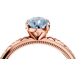 Rose gold Fancy Blue Pear  Solitaire Engagement Ring with Scrollwork Band and Four-Prong Setting_140