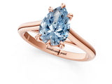 Rose gold Fancy Blue Pear  Solitaire Engagement Ring with Six-Prong Setting and Classic Band 2