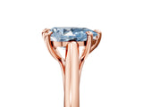 Rose gold Fancy Blue Pear  Solitaire Engagement Ring with Six-Prong Setting and Classic Band