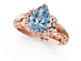 Rose gold Fancy Blue Pear  Solitaire Filigree Engagement Ring with Halo and Prong Setting_50