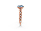 Rose gold Fancy Blue Pear  Solitaire Floral Milgrain Engagement Ring_52