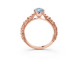 Rose gold Fancy Blue Pear  Solitaire Floral Milgrain Engagement Ring_53