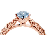 Rose gold Fancy Blue Pear  Solitaire Floral Milgrain Engagement Ring_54