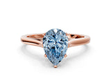 Rose gold Fancy Blue Pear  Solitaire Heart Prong Engagement Ring with Tapered Band_56