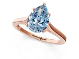 Rose gold Fancy Blue Pear  Solitaire Heart Prong Engagement Ring with Tapered Band_57
