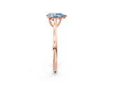 Rose gold Fancy Blue Pear  Solitaire Heart Prong Engagement Ring with Tapered Band_58