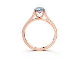 Rose gold Fancy Blue Pear  Solitaire Heart Prong Engagement Ring with Tapered Band_59