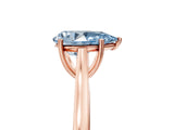 Rose gold Fancy Blue Pear  Solitaire Heart Prong Engagement Ring with Tapered Band_61