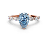 Rose gold Fancy Blue Pear  Solitaire Marquise Side Stone Prong Setting Ring_45