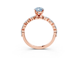 Rose gold Fancy Blue Pear  Solitaire Marquise Side Stone Prong Setting Ring_48