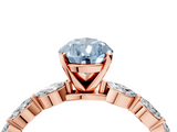 Rose gold Fancy Blue Pear  Solitaire Marquise Side Stone Prong Setting Ring_49