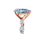 Rose gold Fancy Blue Pear  Solitaire Marquise Side Stone Prong Setting Ring_50