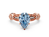 Rose gold Fancy Blue Pear  Solitaire Milgrain Diamond Engagement Ring with Bezel and Marquise Band_172