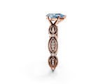 Rose gold Fancy Blue Pear  Solitaire Milgrain Diamond Engagement Ring with Bezel and Marquise Band_174