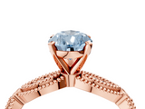 Rose gold Fancy Blue Pear  Solitaire Milgrain Diamond Engagement Ring with Bezel and Marquise Band_176
