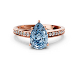 Rose gold Fancy Blue Pear  Solitaire Pavé Band Prong Setting Ring_19
