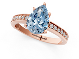 Rose gold Fancy Blue Pear  Solitaire Pavé Band Prong Setting Ring_20