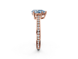 Rose gold Fancy Blue Pear  Solitaire Pavé Band Prong Setting Ring_21