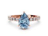 Rose gold Fancy Blue Pear  Solitaire Pavé Band with Four-Prong Setting_134