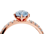 Rose gold Fancy Blue Pear  Solitaire Pavé Band with Four-Prong Setting_138