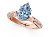 Rose gold Fancy Blue Pear  Solitaire Pavé Diamond Engagement Ring with Four-Prong Setting_161