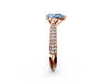 Rose gold Fancy Blue Pear  Solitaire Pavé Diamond Engagement Ring with Four-Prong Setting_162