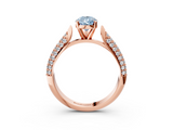 Rose gold Fancy Blue Pear  Solitaire Pavé Diamond Engagement Ring with Four-Prong Setting_163