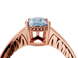 Rose gold Fancy Blue Pear  Solitaire Pavé Diamond Milgrain Engagement Ring with Four-Prong Setting_7