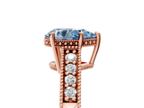 Rose gold Fancy Blue Pear  Solitaire Pavé Diamond Milgrain Engagement Ring with Four-Prong Setting_8