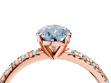 Rose gold Fancy Blue Pear  Solitaire Pave Diamond Engagement Ring with Four-Prong Setting_243