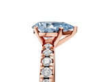 Rose gold Fancy Blue Pear  Solitaire Pave Diamond Engagement Ring with Four-Prong Setting_244