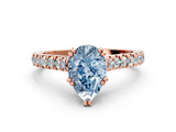 Rose gold Fancy Blue Pear  Solitaire Pave Diamond Engagement Ring with Prong Setting_20