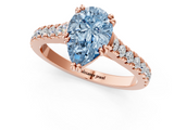 Rose gold Fancy Blue Pear  Solitaire Pave Diamond Engagement Ring with Prong Setting_21