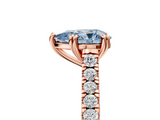 Rose gold Fancy Blue Pear  Solitaire Pave Diamond Engagement Ring with Prong Setting_25