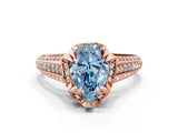 Rose gold Fancy Blue Pear  Solitaire Pave Split Shank Ring with Four-Prong Setting_99