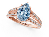 Rose gold Fancy Blue Pear  Solitaire Split Shank Pavé Diamond Engagement Ring_364