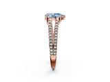 Rose gold Fancy Blue Pear  Solitaire Split Shank Pavé Diamond Engagement Ring_365