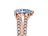 Rose gold Fancy Blue Pear  Solitaire Split Shank Pavé Diamond Engagement Ring_368