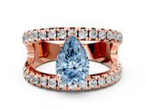 Rose gold Fancy Blue Pear  Solitaire Split Shank Pave Diamond Ring_49