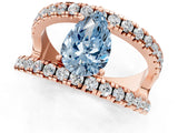 Rose gold Fancy Blue Pear  Solitaire Split Shank Pave Diamond Ring_50