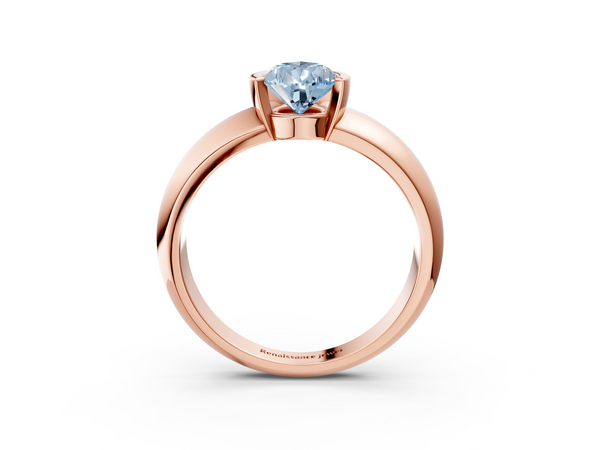 Rose gold Fancy Blue Pear  Solitaire Tension Set Diamond Ring with Wide Band