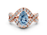 Rose gold Fancy Blue Pear  Solitaire Twist Band Pavé Diamond Engagement Ring_32