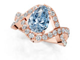 Rose gold Fancy Blue Pear  Solitaire Twist Band Pavé Diamond Engagement Ring_33